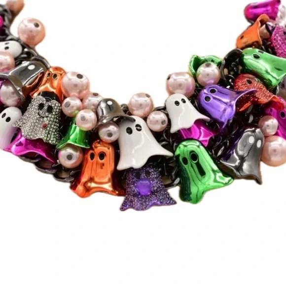 NWT ⚜️🖤⚜️ Betsey Johnson 2025 Limited Edition Ghost Charm Statement Necklace - Picture 7 of 16